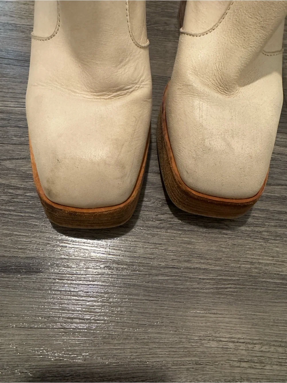 Free People Ruby Platform Ankle Boot Bone Leather Western Size 39 1/2 (9.5)
